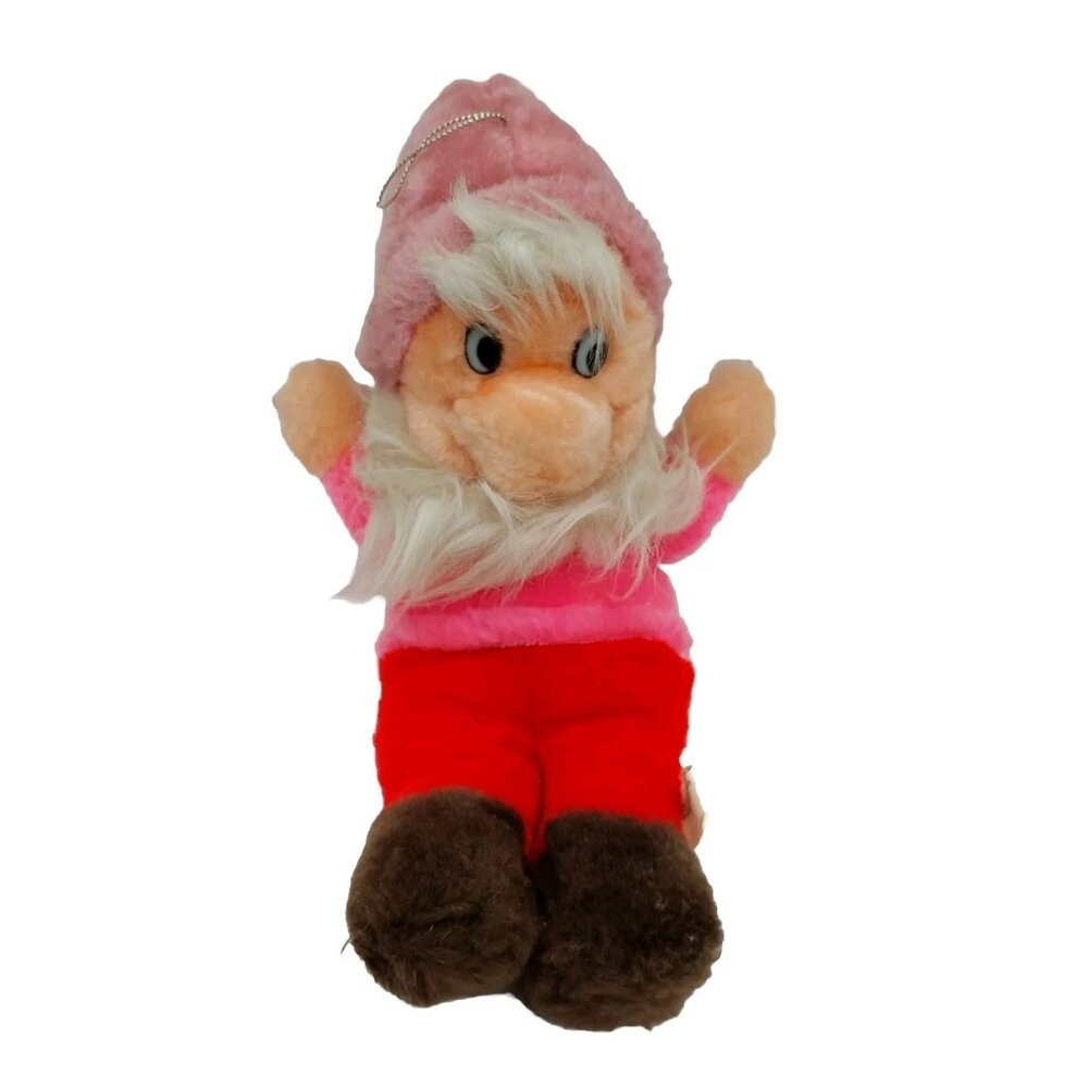 Ace Novelty Dwarf Plush Stuffed Animal Pink White Red 10" Vintage Elf Man